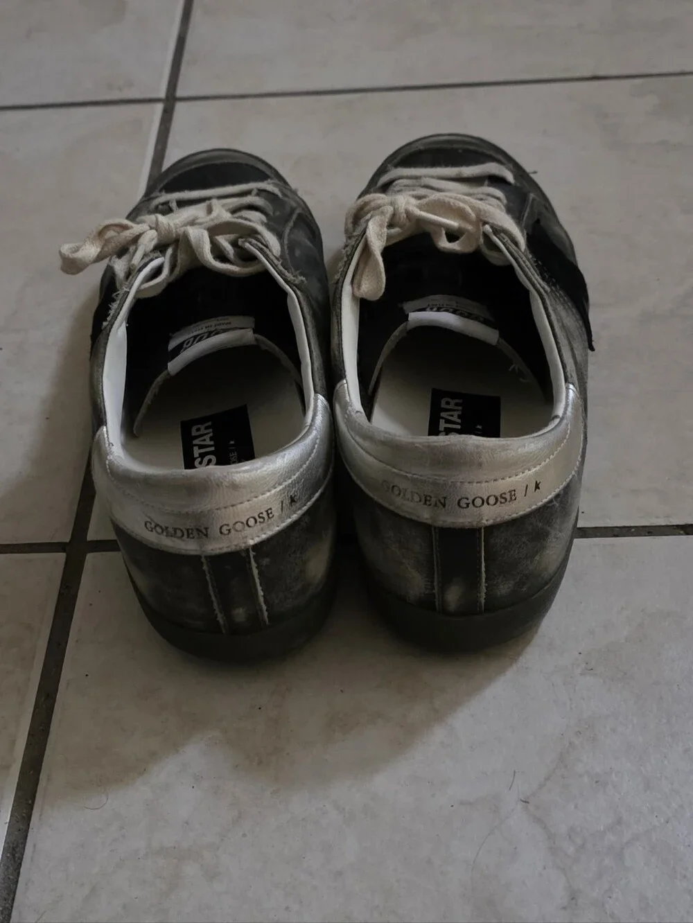 Golden Goose Black Silver Leather Super-Star Insole Sneakers